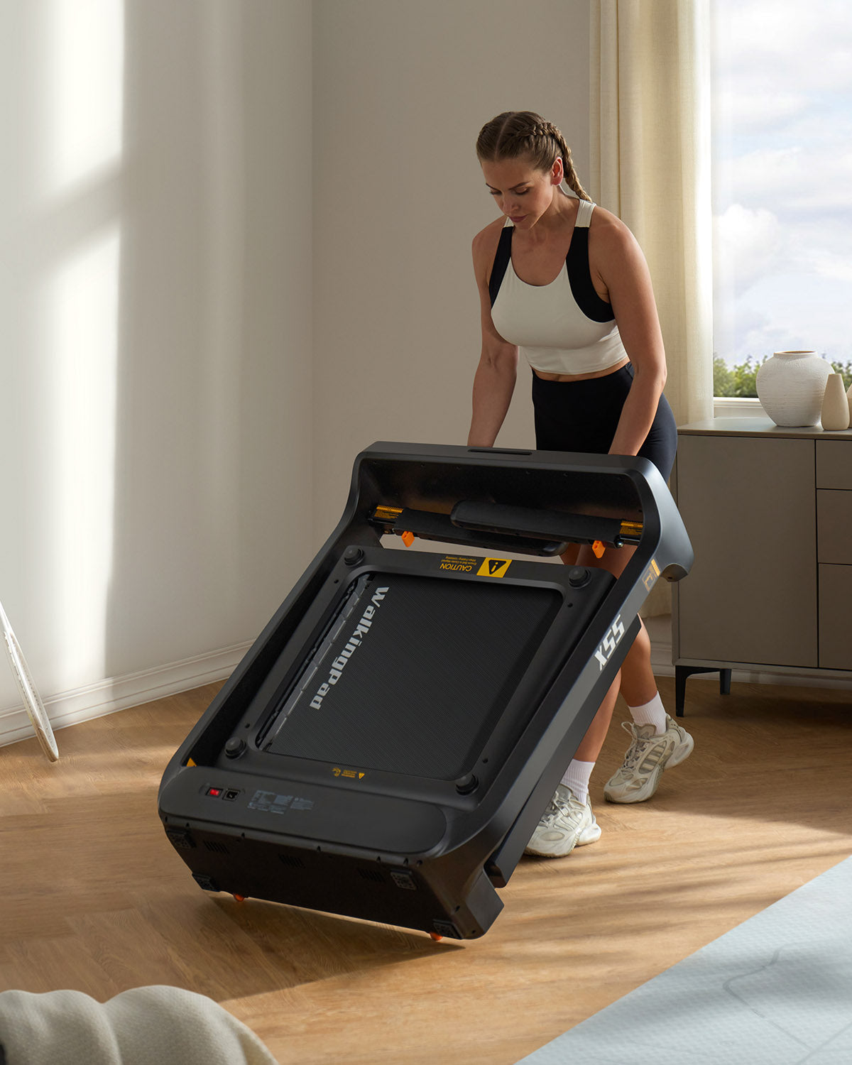 X55 Tri-fold Desk Treadmill for Running (High-end Black)