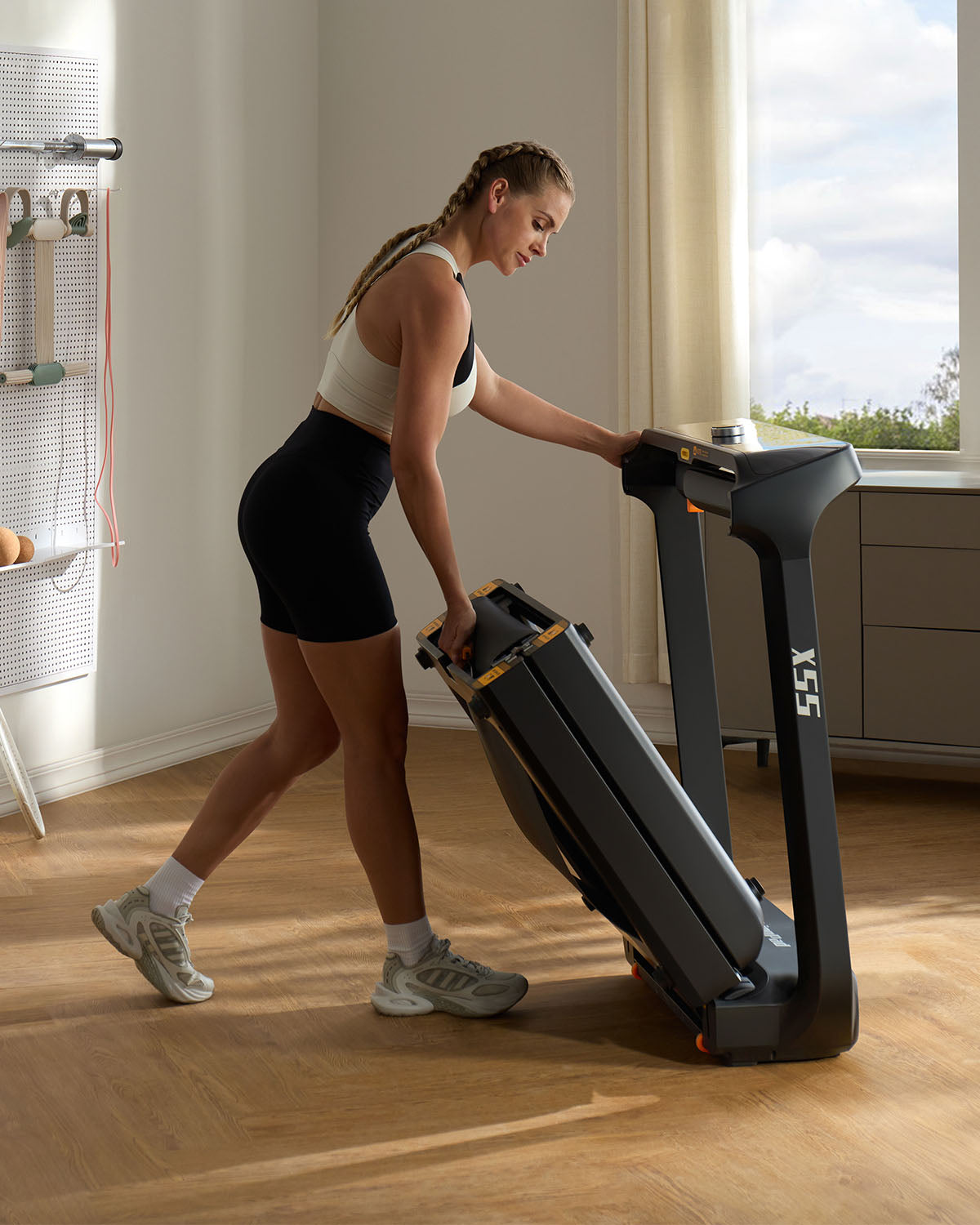 X55 Tri-fold Desk Treadmill for Running (High-end Black)