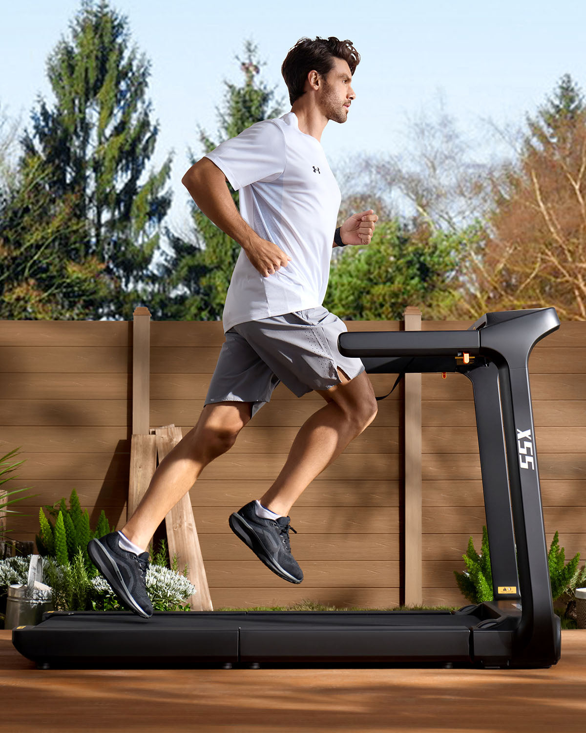 X55 Tri-fold Desk Treadmill for Running (High-end Black)