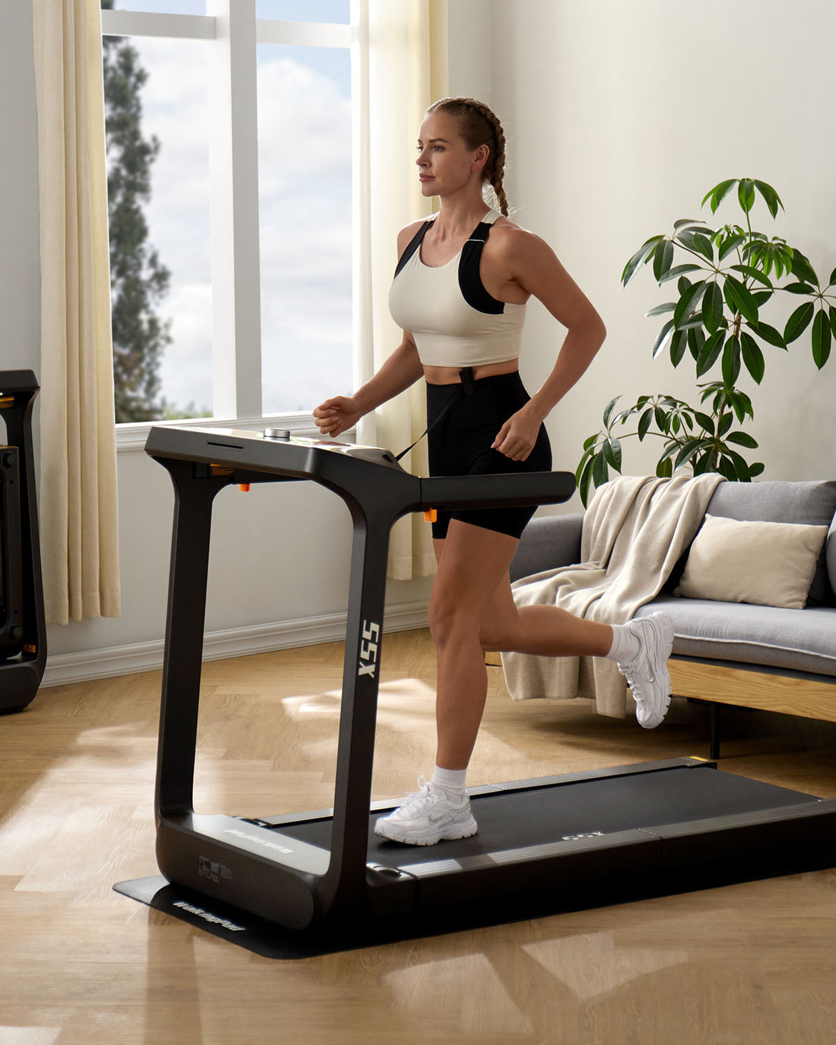 X55 Tri-fold Desk Treadmill for Running (High-end Black)