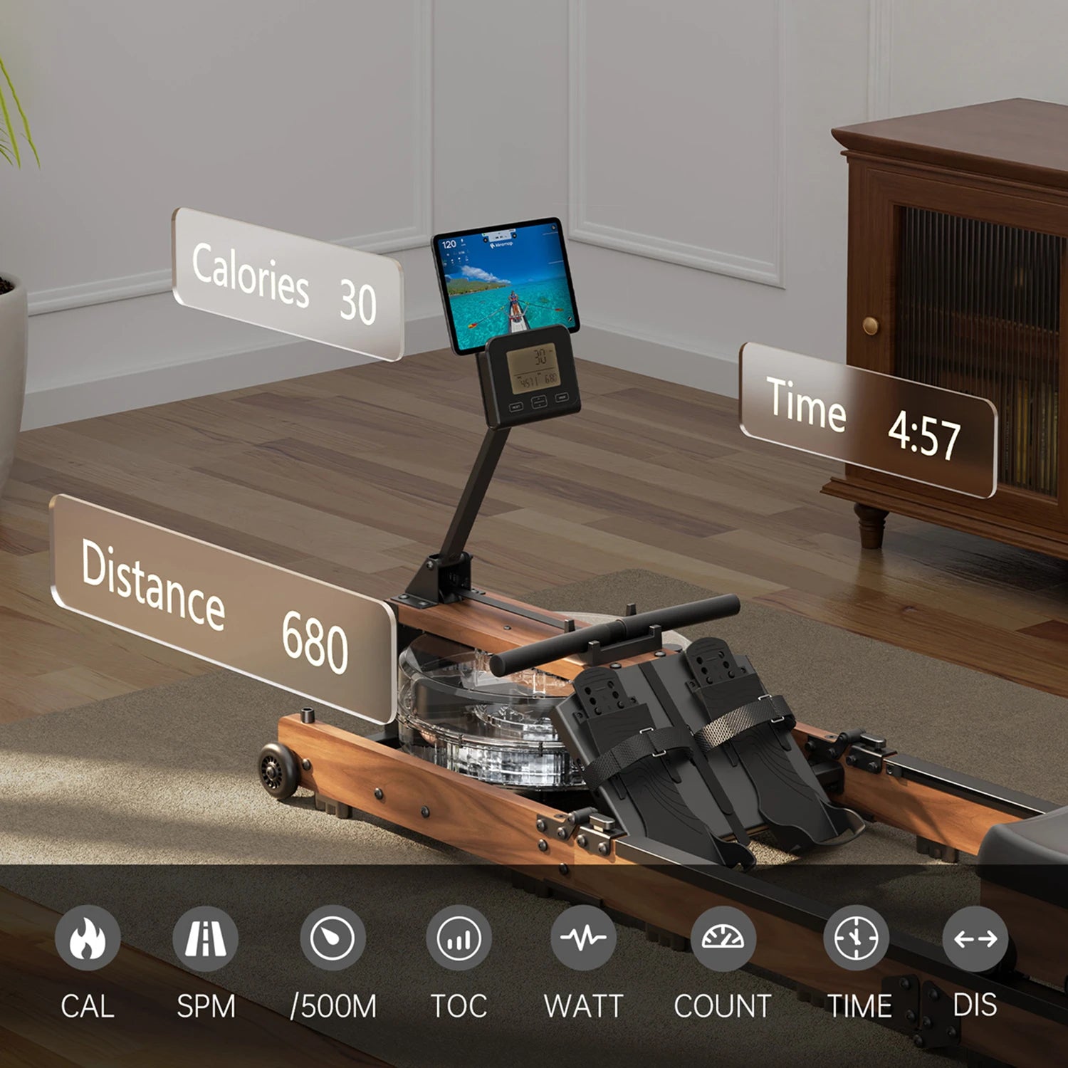 WR3L Tri Fold Water Rowing Machine